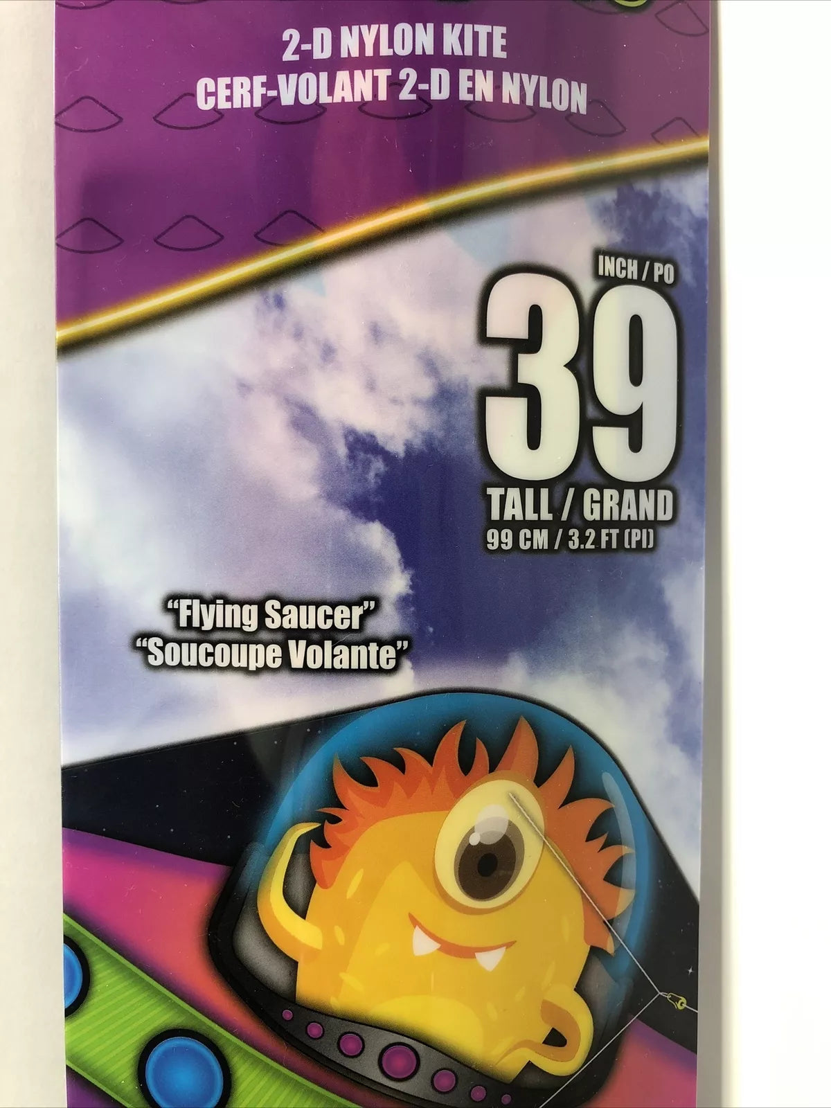 Flying Saucer Nylon Kite 39 Inch Tall OuterSpace