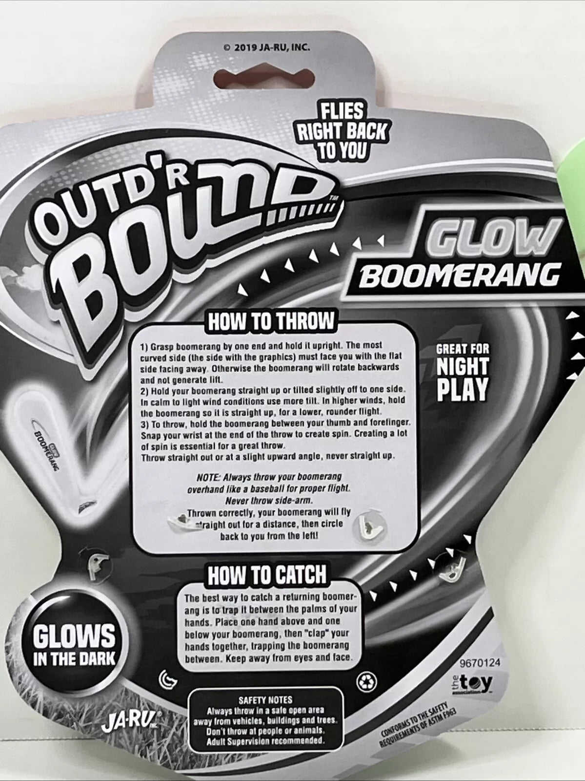 Boomerang Glow in the Dark Outdoor Fun U 2 Wing