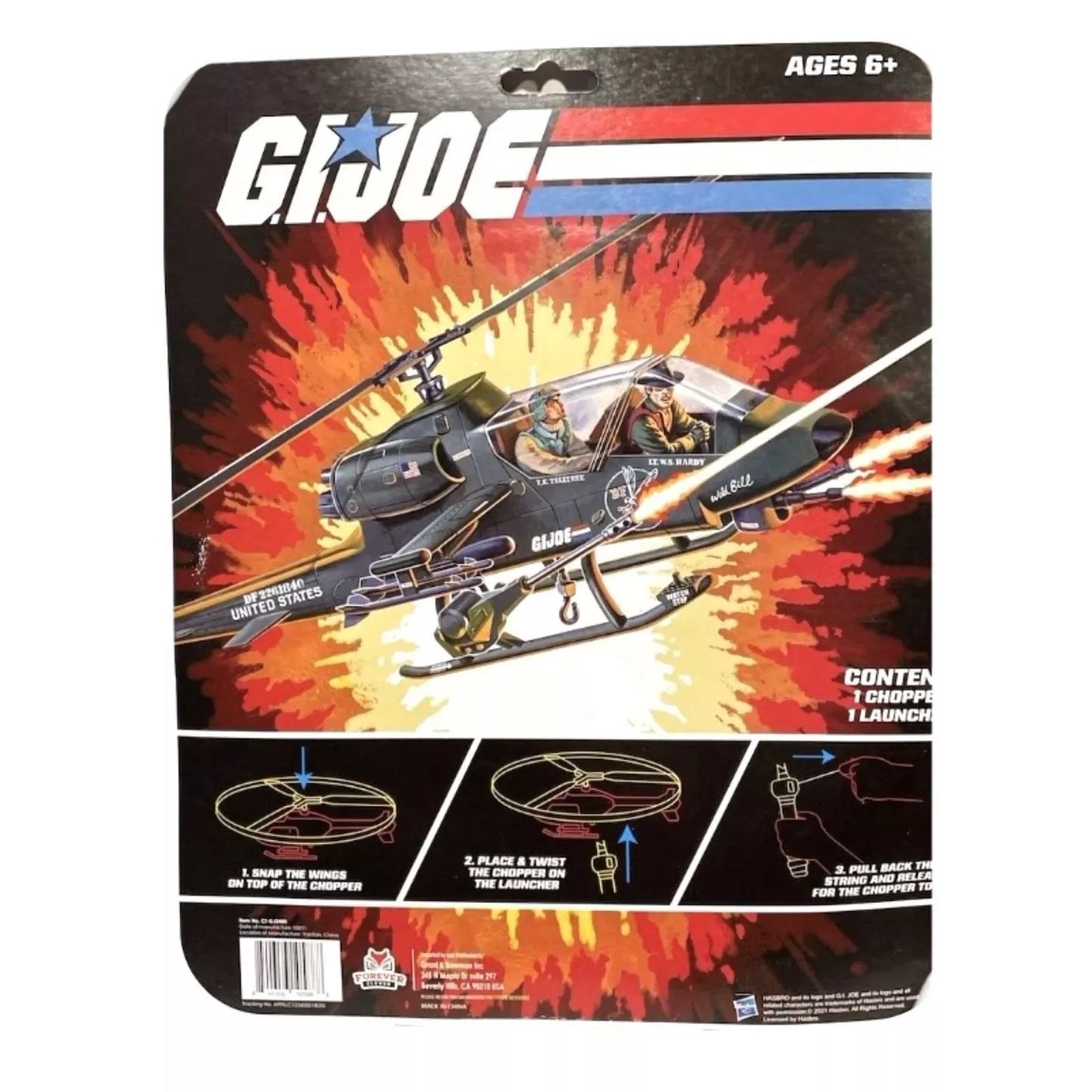 GI Joe Chopper with Handheld Pull String Launcher Helicopter Flies Over 20ft