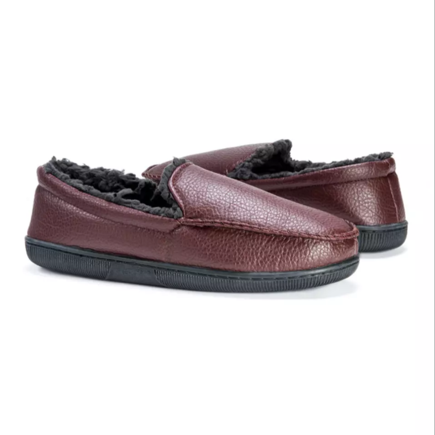 Muk Luks Men's Moccasin Slippers Brown Faux Leather
