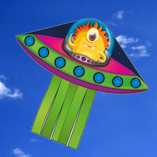 Flying Saucer Nylon Kite 39 Inch Tall OuterSpace