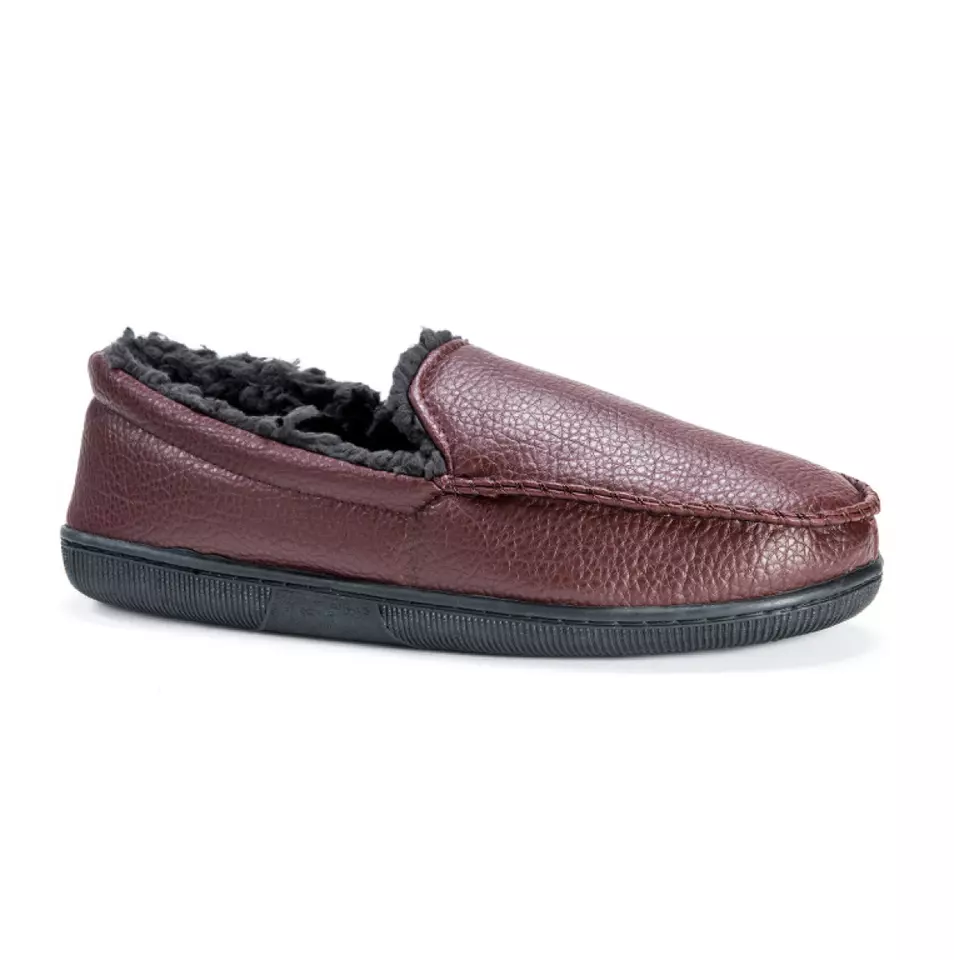 Muk Luks Men's Moccasin Slippers Brown Faux Leather