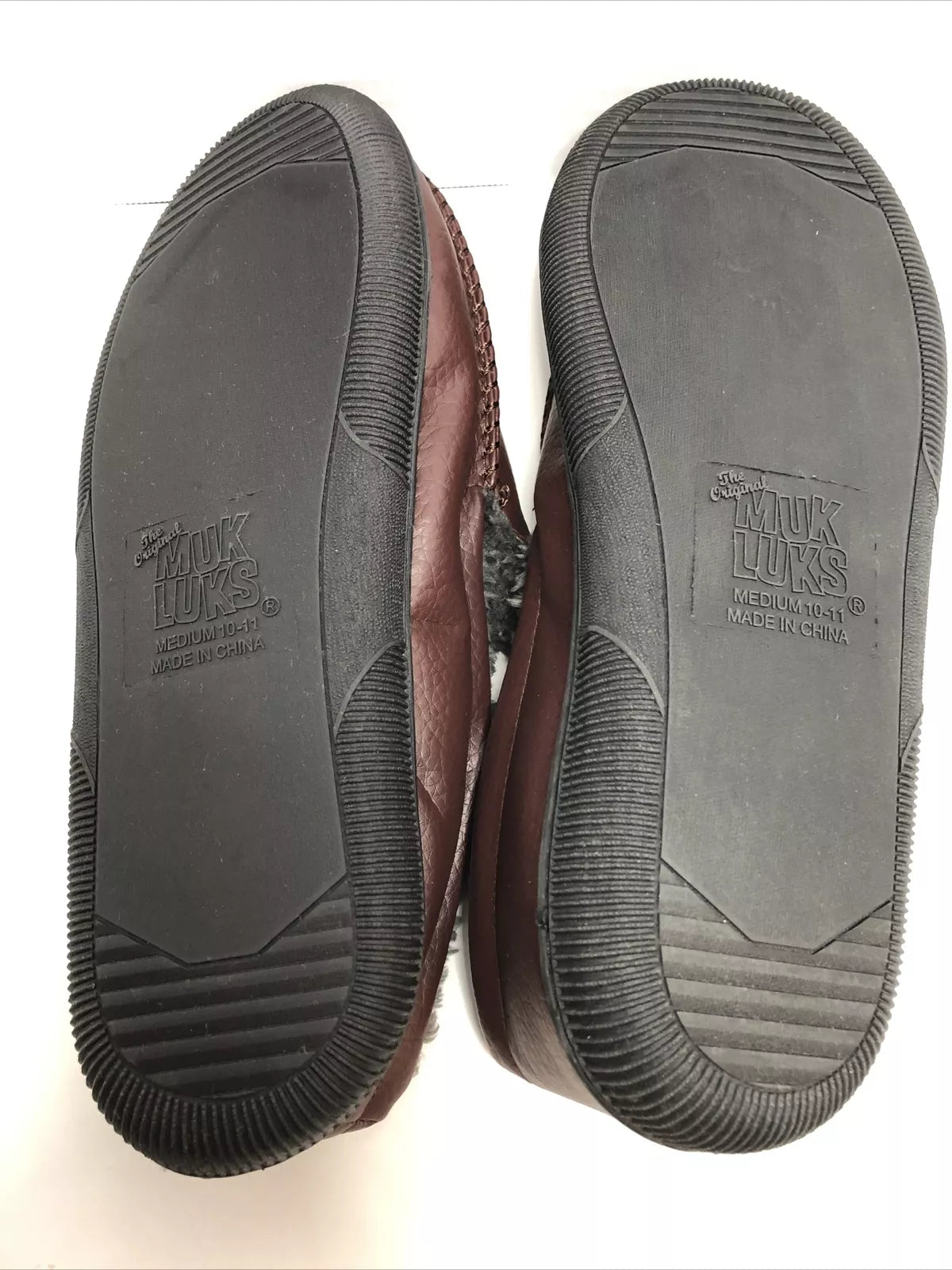 Muk Luks Men's Moccasin Slippers Brown Faux Leather
