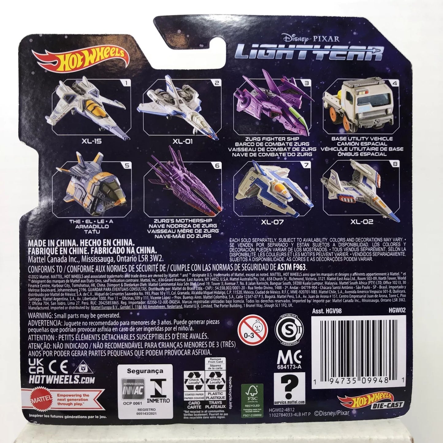 Hot Wheels Lightyear Starship XL-15 Spacecraft Die-Cast 1:64 Scale HGW02