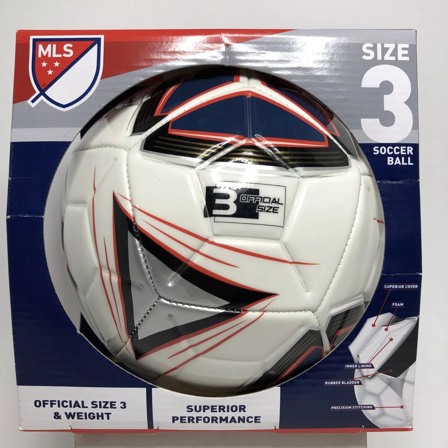 Franklin Soccer Ball Size 3 MLS All Weather Red White and Blue