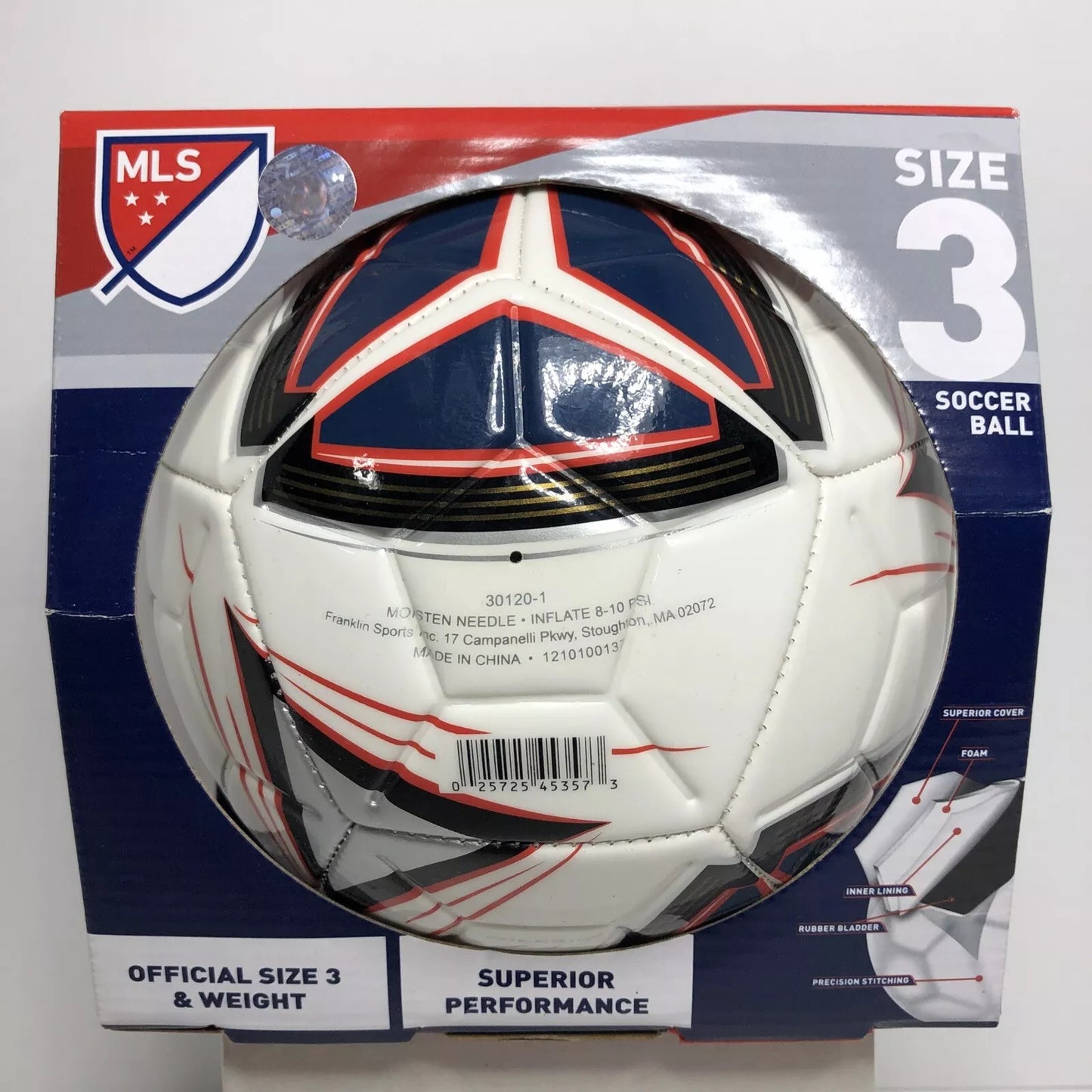 Franklin Soccer Ball Size 3 MLS All Weather Red White and Blue