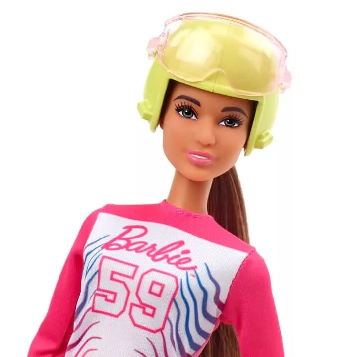 Barbie Doll Para Alpine Skier with Helmet Gloves Poles Sit Ski Trophy