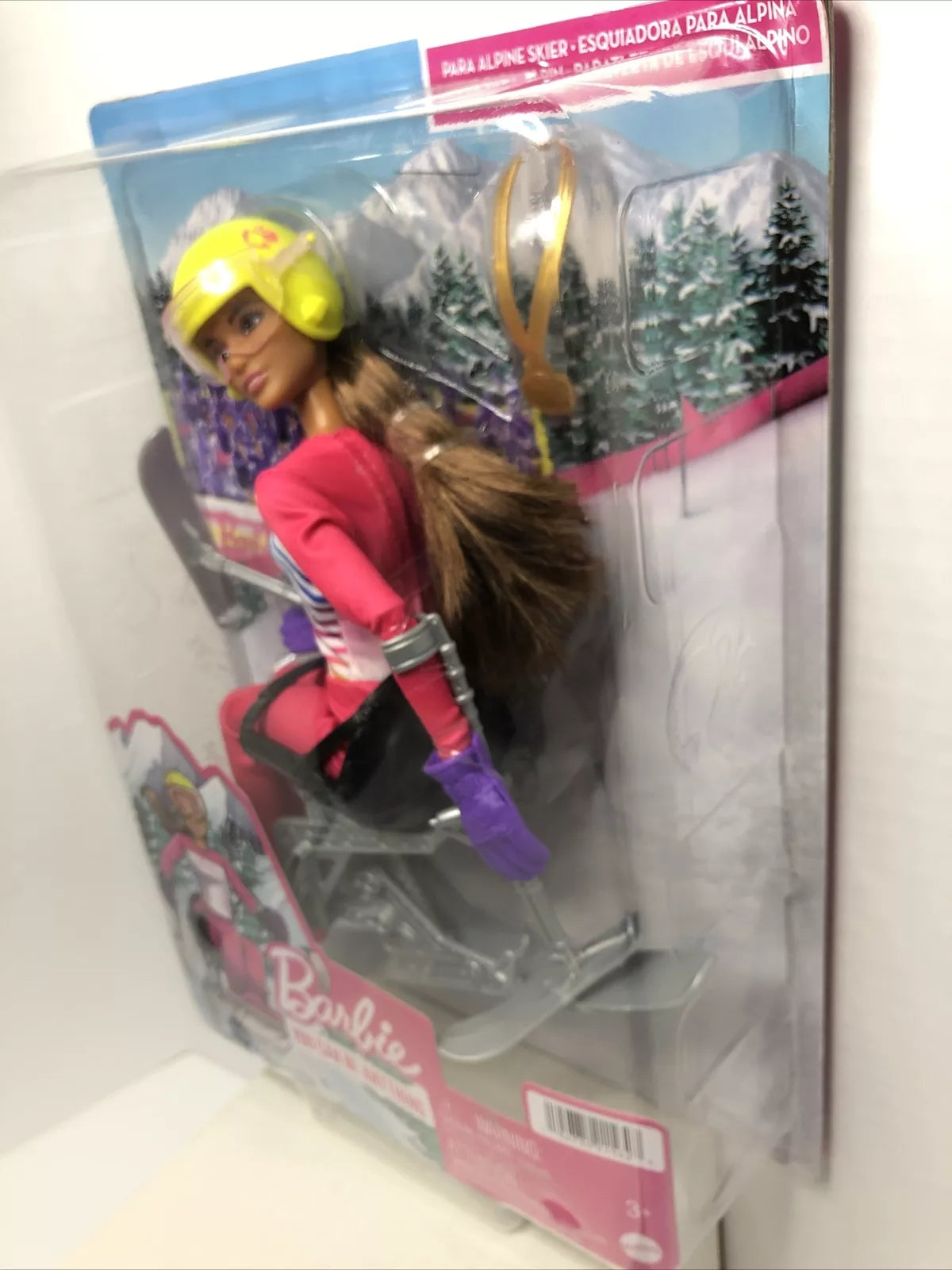 Barbie Doll Para Alpine Skier with Helmet Gloves Poles Sit Ski Trophy